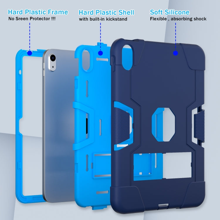 For iPad 10th Gen 10.9 2022 Contrast Color Silicone + PC Tablet Case with Holder