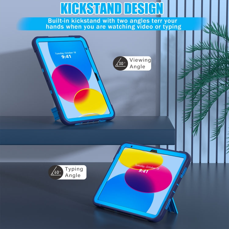 For iPad 10th Gen 10.9 2022 Contrast Color Silicone + PC Tablet Case with Holder