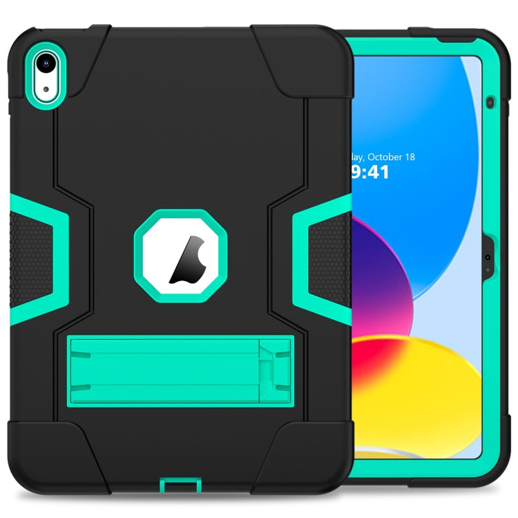 For iPad 10th Gen 10.9 2022 Contrast Color Silicone + PC Tablet Case with Holder