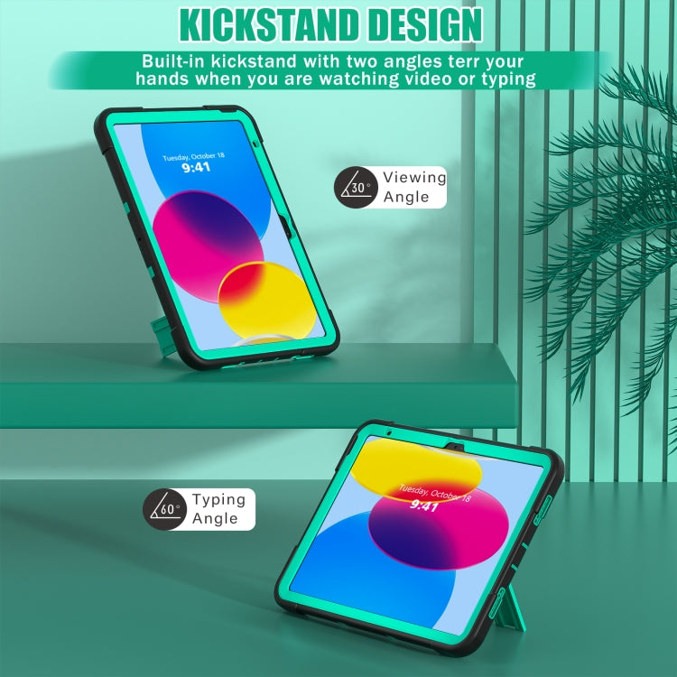 For iPad 10th Gen 10.9 2022 Contrast Color Silicone + PC Tablet Case with Holder