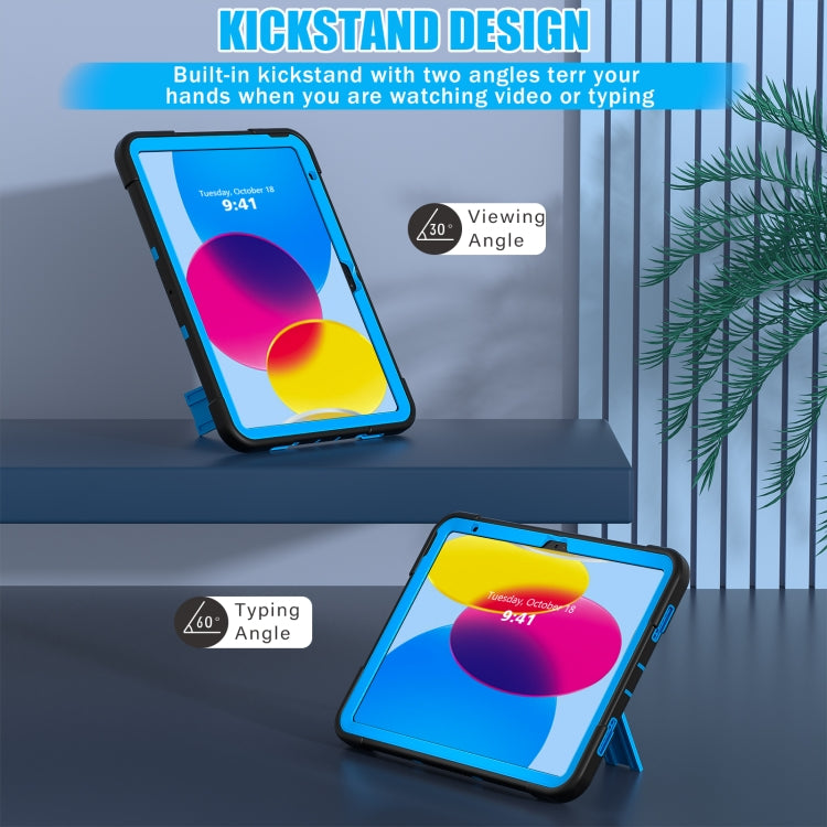 For iPad 10th Gen 10.9 2022 Contrast Color Silicone + PC Tablet Case with Holder