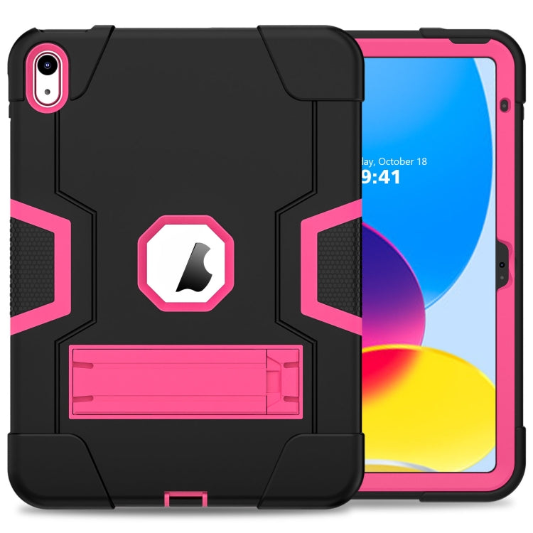 For iPad 10th Gen 10.9 2022 Contrast Color Silicone + PC Tablet Case with Holder