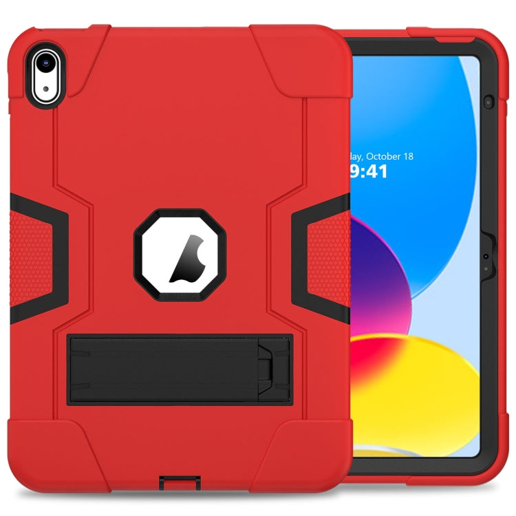 For iPad 10th Gen 10.9 2022 Contrast Color Silicone + PC Tablet Case with Holder