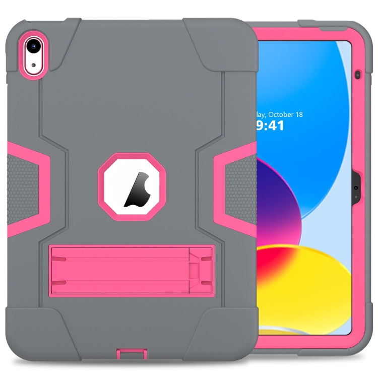 For iPad 10th Gen 10.9 2022 Contrast Color Silicone + PC Tablet Case with Holder