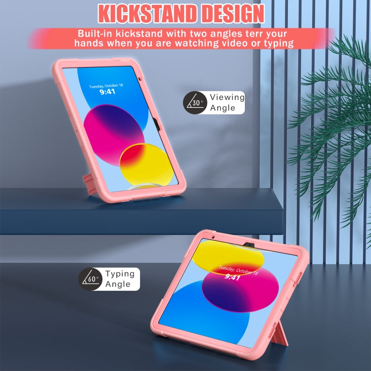 For iPad 10th Gen 10.9 2022 Contrast Color Silicone + PC Tablet Case with Holder