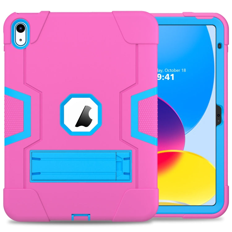 For iPad 10th Gen 10.9 2022 Contrast Color Silicone + PC Tablet Case with Holder