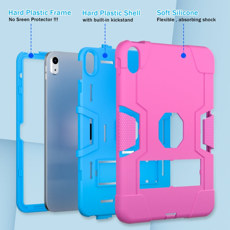 For iPad 10th Gen 10.9 2022 Contrast Color Silicone + PC Tablet Case with Holder