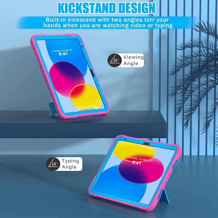 For iPad 10th Gen 10.9 2022 Contrast Color Silicone + PC Tablet Case with Holder