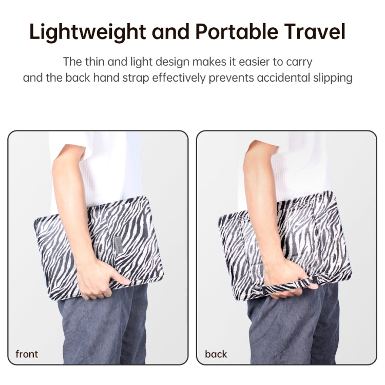 For 13 inch Laptop Zebra Pattern PU Leather Laptop Sleeve Bag