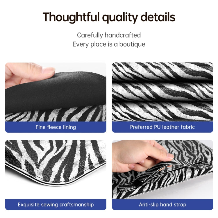 For 14 inch Laptop Zebra Pattern PU Leather Laptop Sleeve Bag