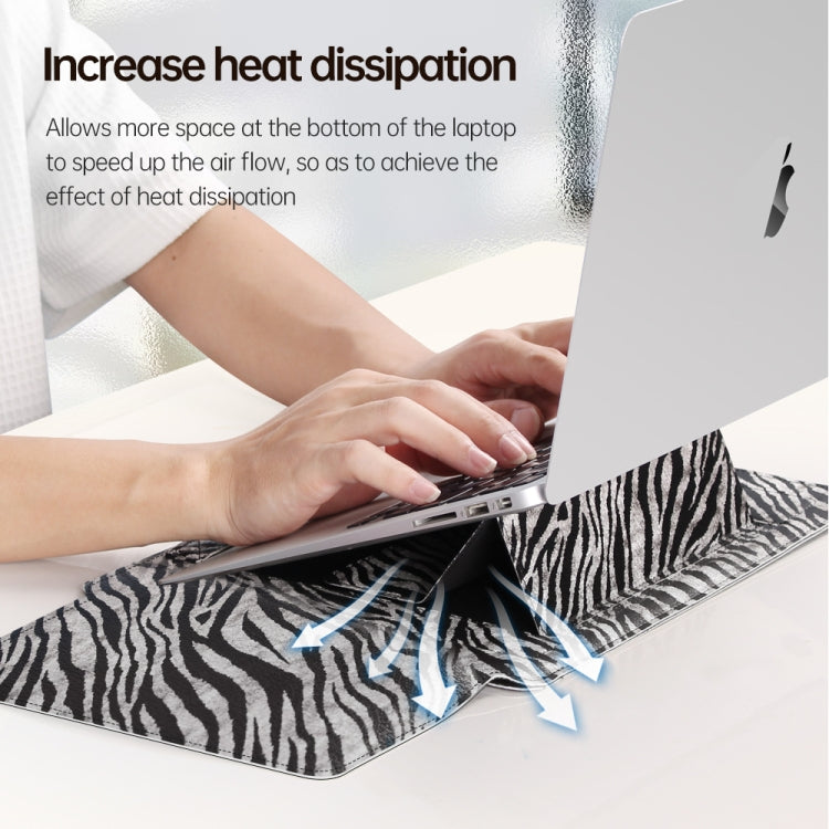 For 14 inch Laptop Zebra Pattern PU Leather Laptop Sleeve Bag
