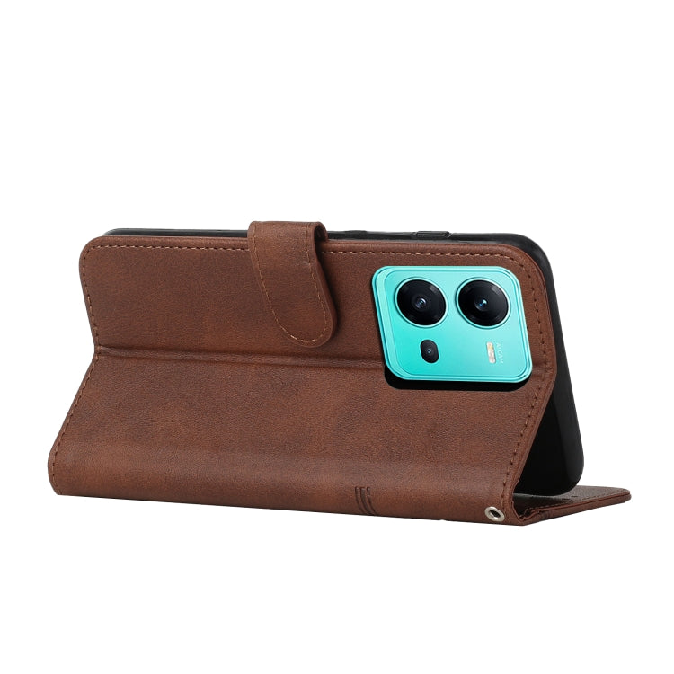For vivo V25 / V25e Stitching Calf Texture Buckle Leather Phone Case