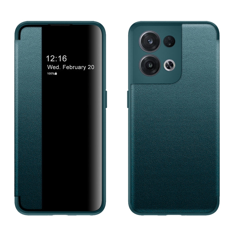 For OPPO Reno8 Pro Magnetic Side Window View Flip Leather Phone Case