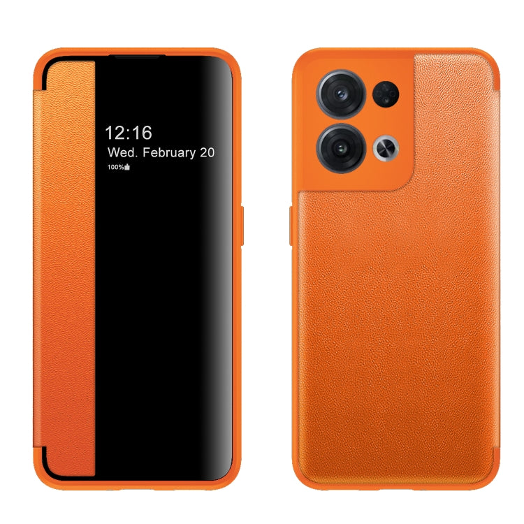 For OPPO Reno8 Pro Magnetic Side Window View Flip Leather Phone Case