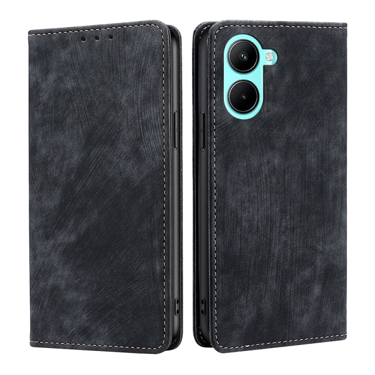 For Realme C33 4G RFID Anti-theft Brush Magnetic Leather Phone Case