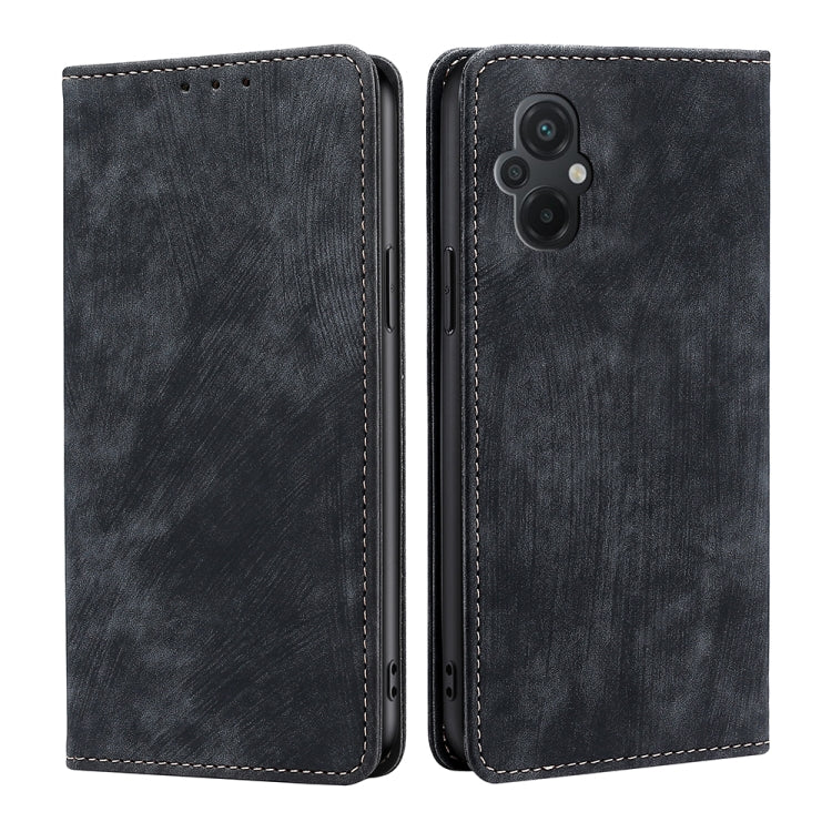 For Xiaomi Poco M5 4G RFID Anti-theft Brush Magnetic Leather Phone Case