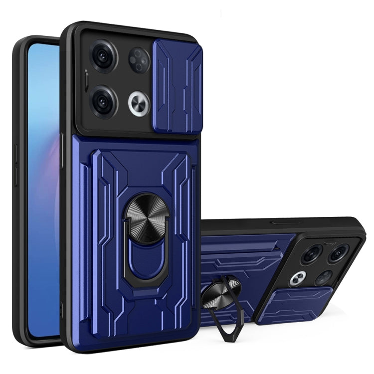 For OPPO Reno8 Pro 5G Sliding Camshield TPU+PC Phone Case with Card Slot