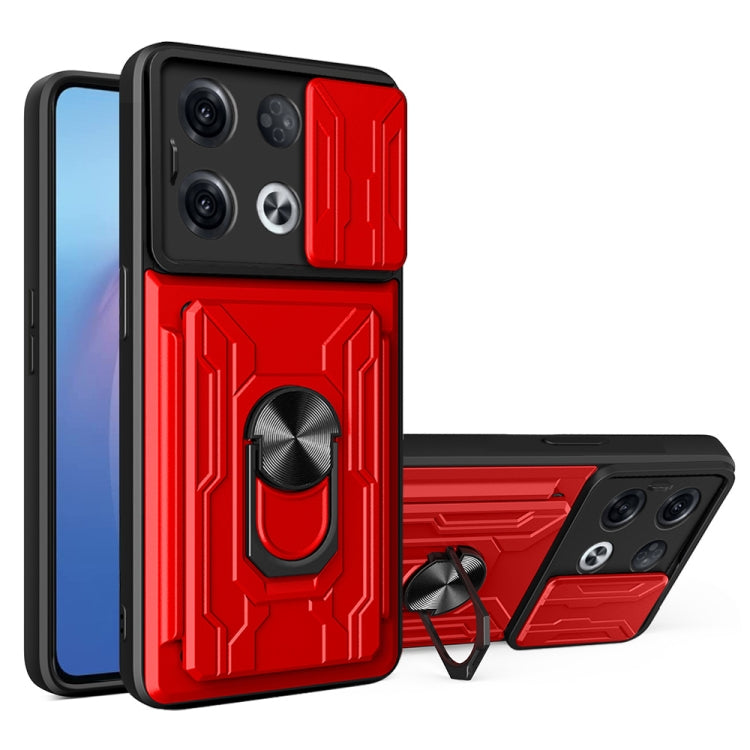 For OPPO Reno8 Pro 5G Sliding Camshield TPU+PC Phone Case with Card Slot