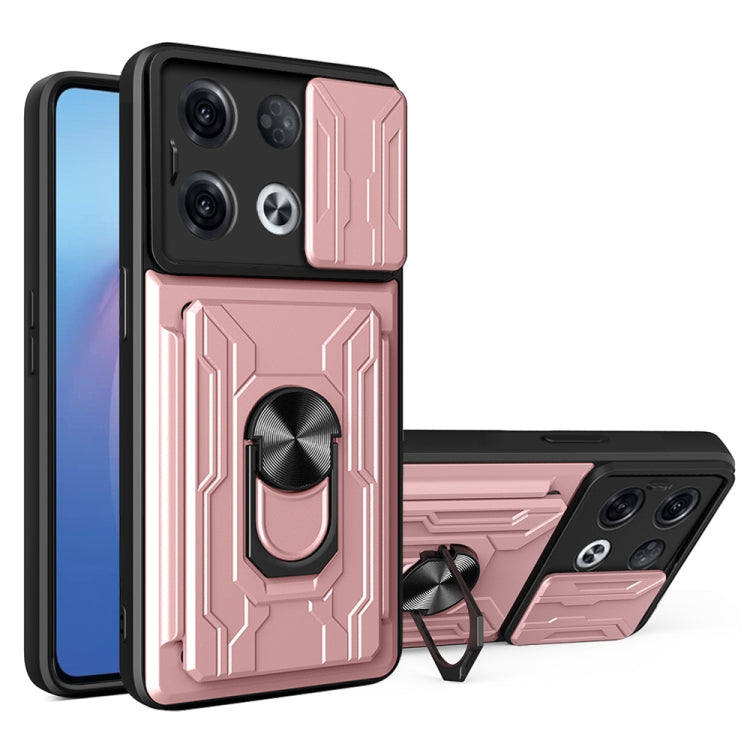 For OPPO Reno8 Pro 5G Sliding Camshield TPU+PC Phone Case with Card Slot