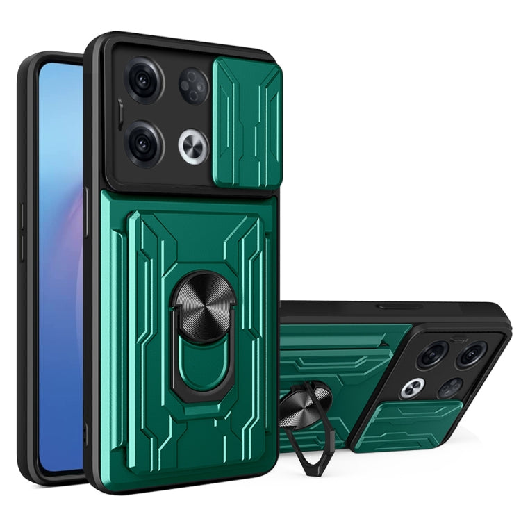 For OPPO Reno8 Pro 5G Sliding Camshield TPU+PC Phone Case with Card Slot