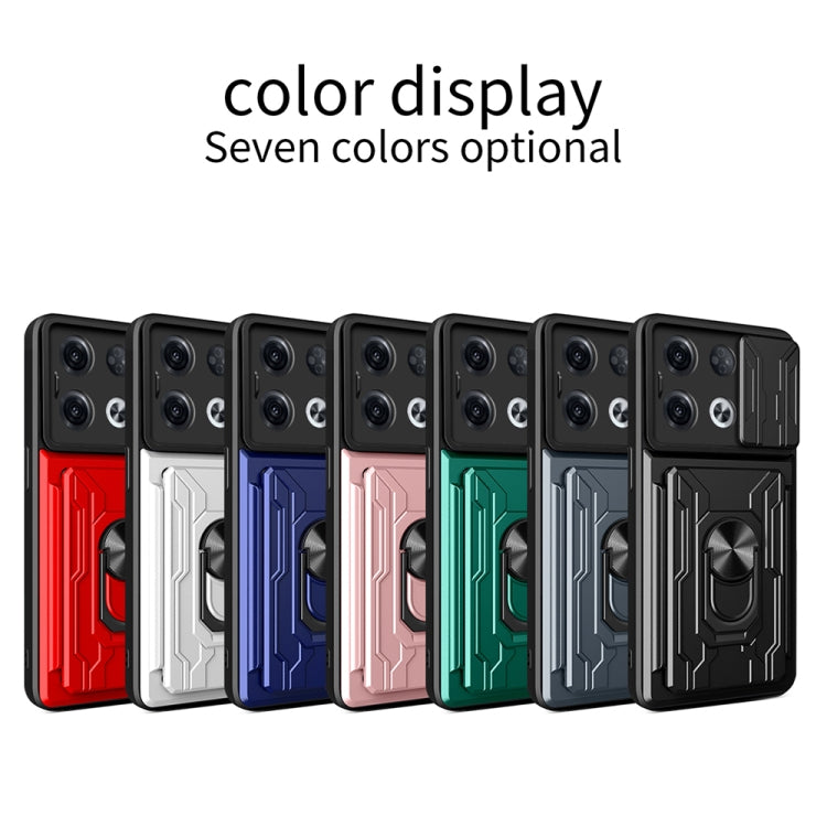 For OPPO Reno8 Pro 5G Sliding Camshield TPU+PC Phone Case with Card Slot