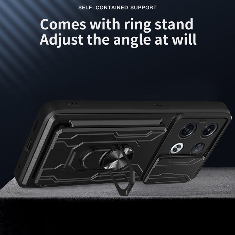 For OPPO Reno8 Pro 5G Sliding Camshield TPU+PC Phone Case with Card Slot