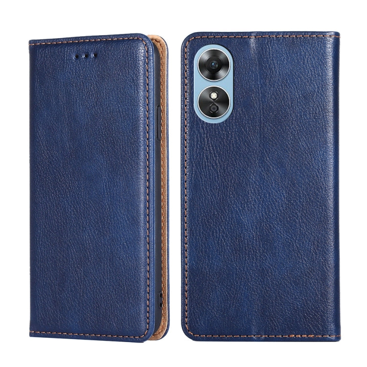 For OPPO A17 Gloss Oil Solid Color Magnetic Leather Phone Case