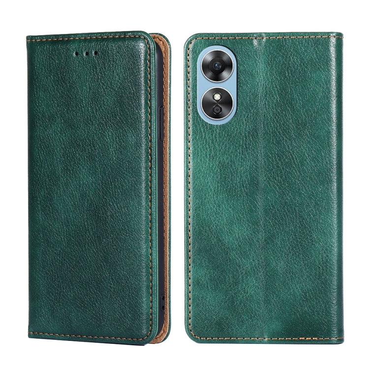 For OPPO A17 Gloss Oil Solid Color Magnetic Leather Phone Case
