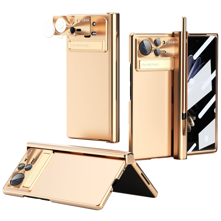 For Xiaomi Mix Fold 2 Electroplating Hinged Folding Phone Case with S Pen Fold Edtion