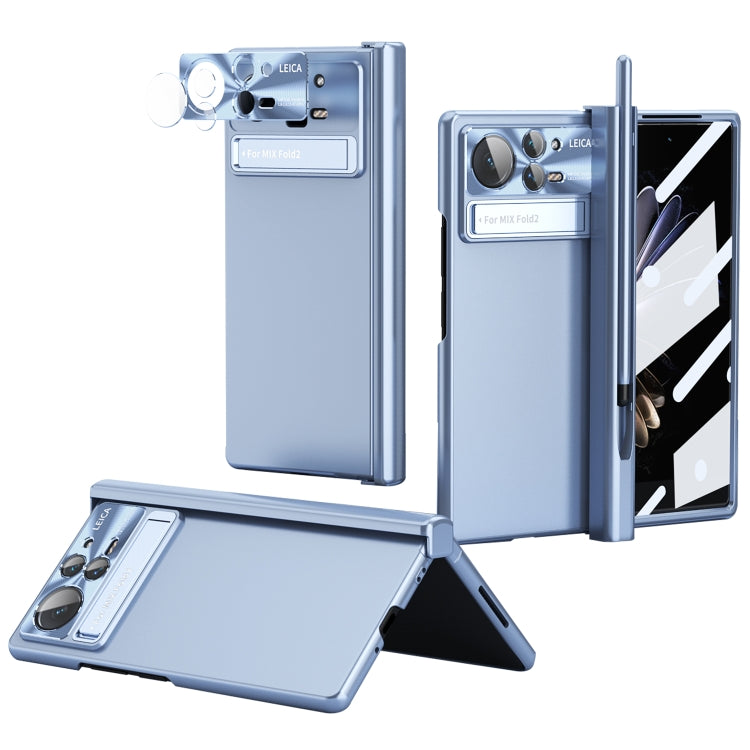 For Xiaomi Mix Fold 2 Electroplating Hinged Folding Phone Case with S Pen Fold Edtion