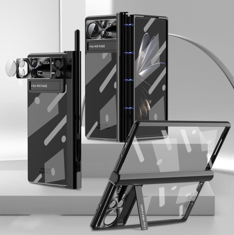 For Xiaomi Mix Fold 2 Magnetic Hinges Plating Phone Case with Holder