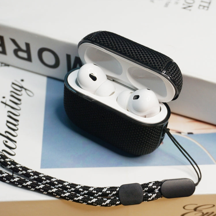 For AirPods Pro 2 Nylon Waterproof Wireless Earphone Case with Lanyard