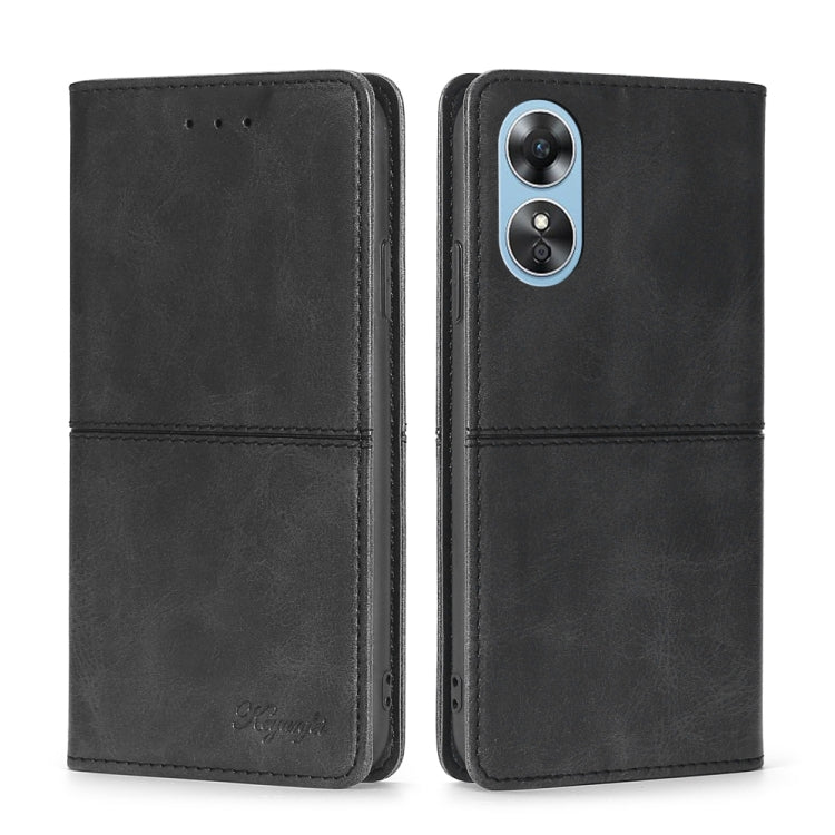 For OPPO A17 Cow Texture Magnetic Leather Phone Case