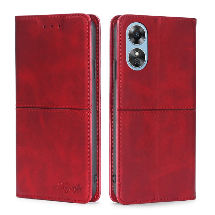 For OPPO A17 Cow Texture Magnetic Leather Phone Case