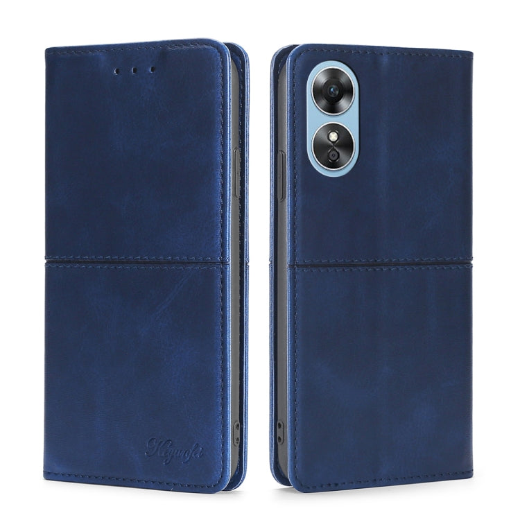 For OPPO A17 Cow Texture Magnetic Leather Phone Case