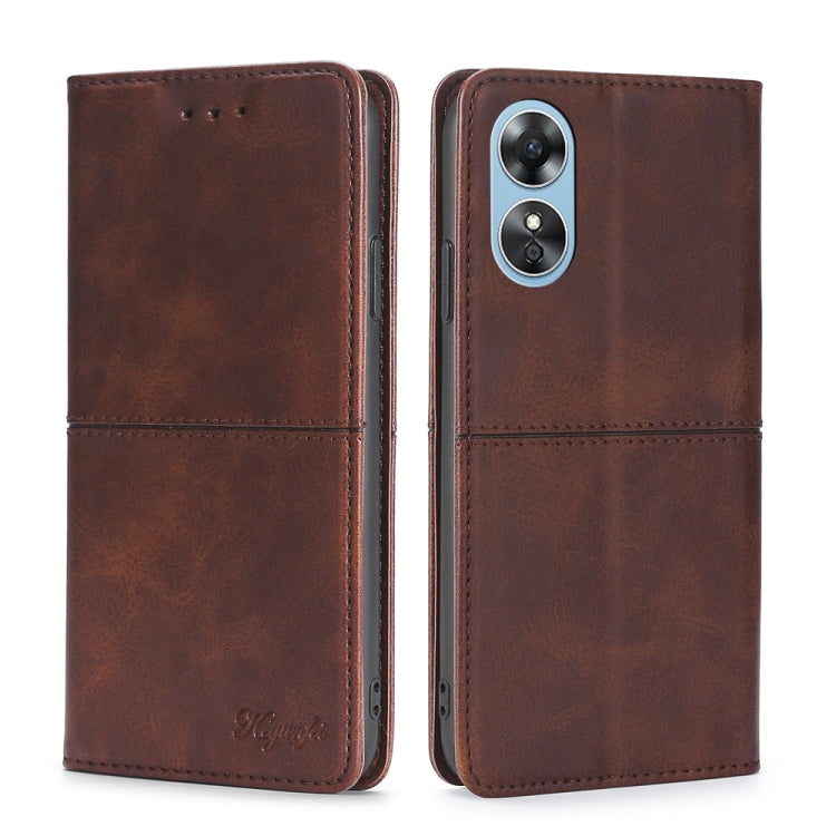 For OPPO A17 Cow Texture Magnetic Leather Phone Case