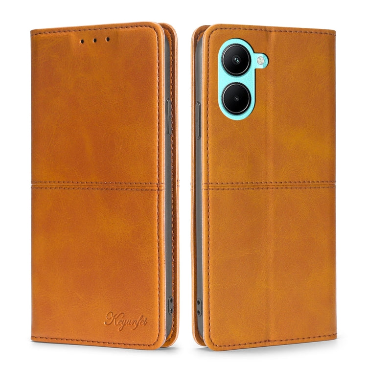 For Realme C33 4G Cow Texture Magnetic Leather Phone Case