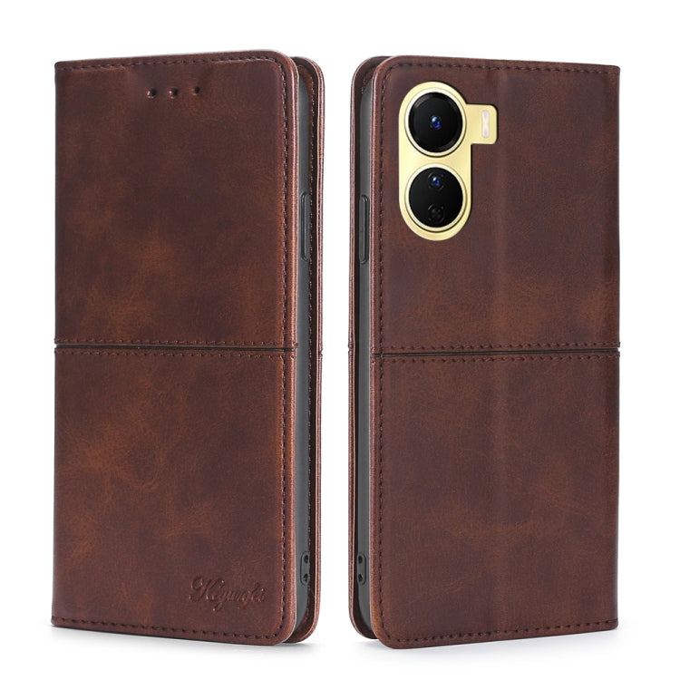 For vivo Y16 4G/Y02s 4G Cow Texture Magnetic Leather Phone Case