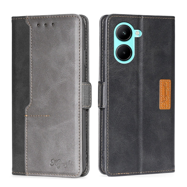 For Realme C33 4G Contrast Color Side Buckle Leather Phone Case