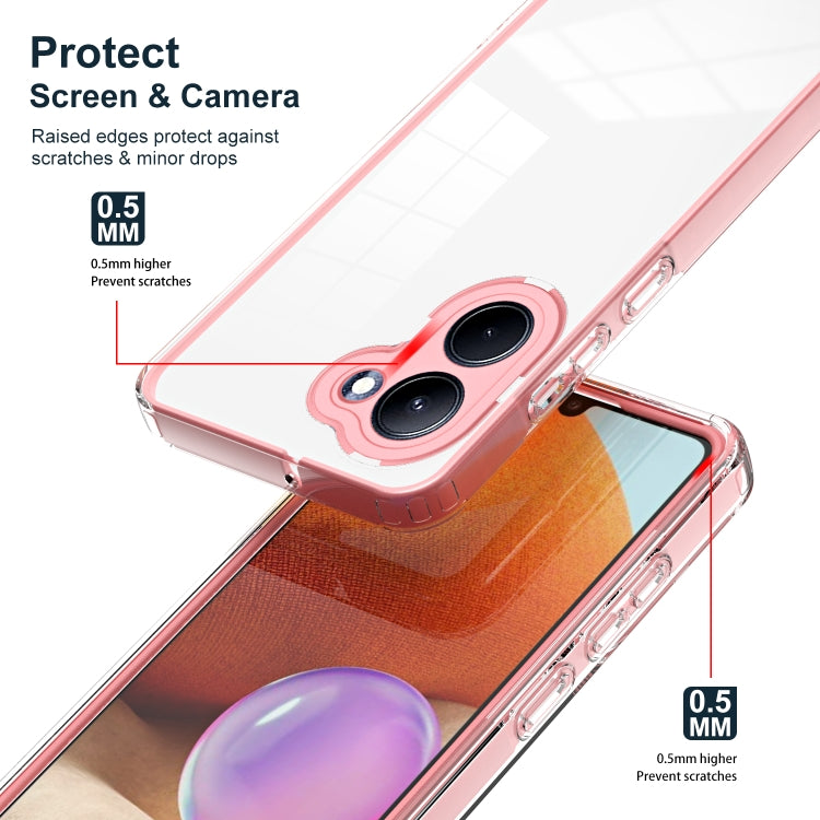 For Realme C33 3 in 1 Clear TPU Color PC Frame Phone Case