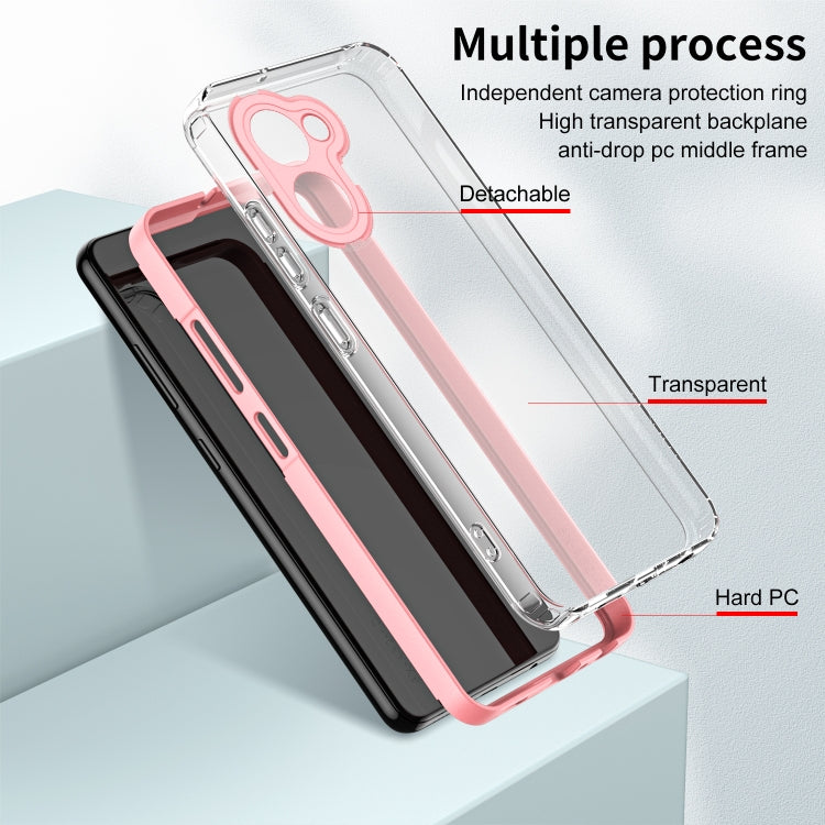 For Realme C33 3 in 1 Clear TPU Color PC Frame Phone Case