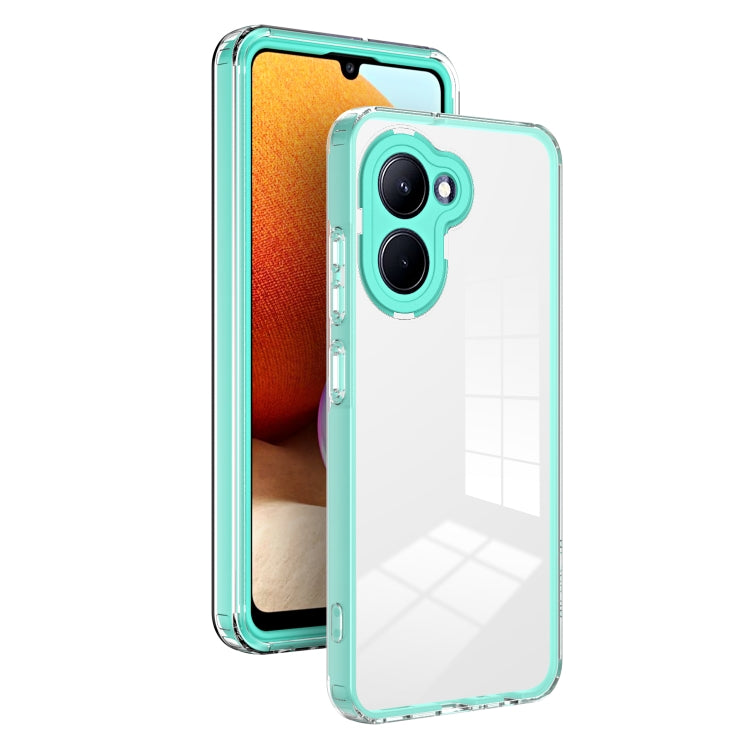 For Realme C33 3 in 1 Clear TPU Color PC Frame Phone Case