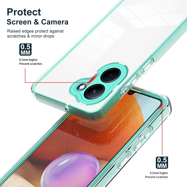 For Realme C33 3 in 1 Clear TPU Color PC Frame Phone Case