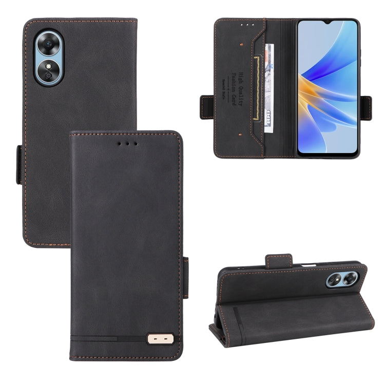 For OPPO A17 Magnetic Clasp Leather Phone Case