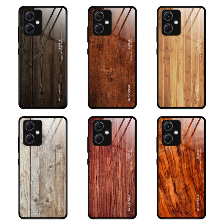 For Xiaomi Redmi Note 12 China Wood Grain Glass TPU Phone Case