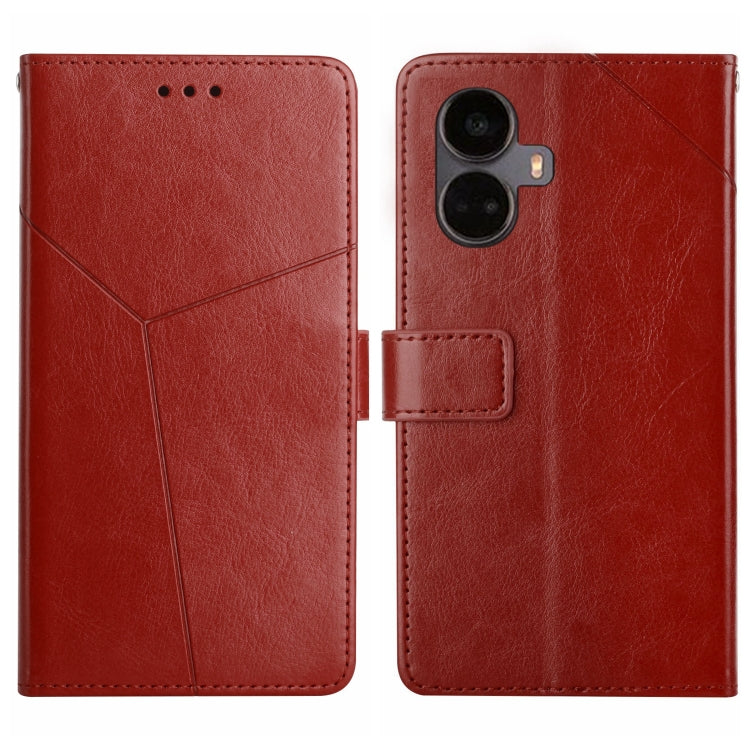 For Realme 10 Pro+ HT01 Y-shaped Pattern Flip Leather Phone Case