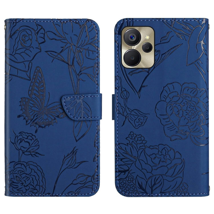 For Realme 9i 5G HT03 Skin Feel Butterfly Embossed Flip Leather Phone Case
