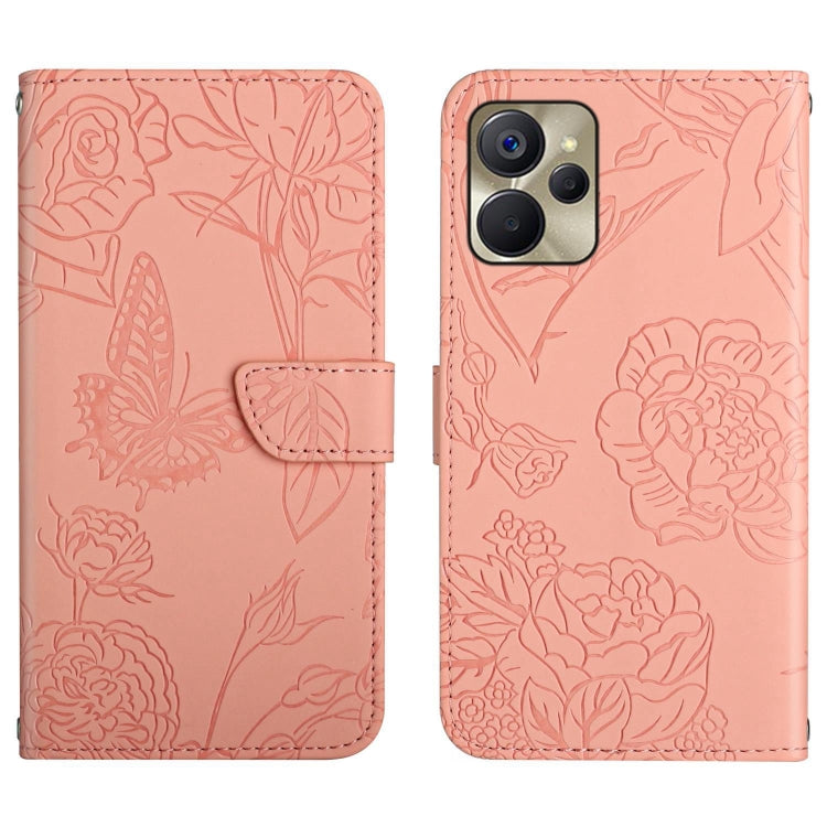 For Realme 9i 5G HT03 Skin Feel Butterfly Embossed Flip Leather Phone Case