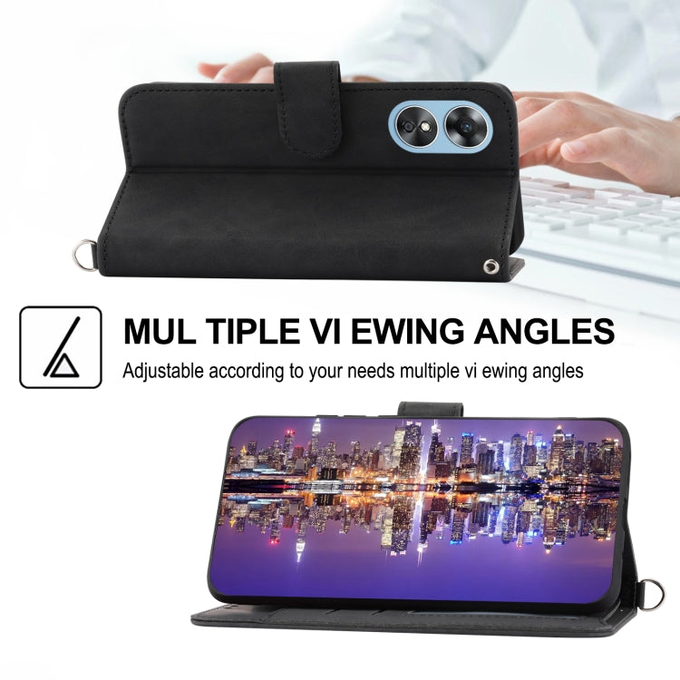 For OPPO A17 4G Skin-feel Flowers Embossed Wallet Leather Phone Case