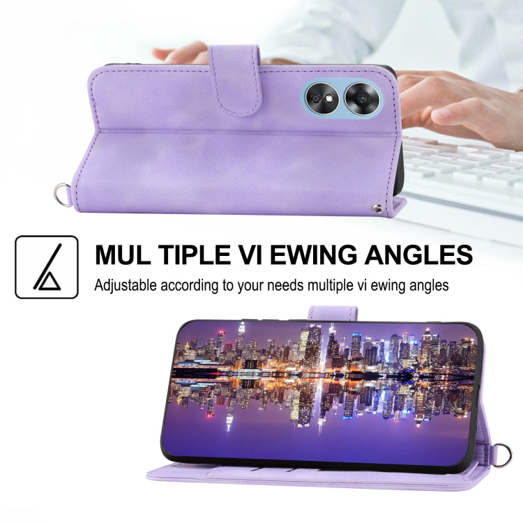 For OPPO A17 4G Skin-feel Flowers Embossed Wallet Leather Phone Case